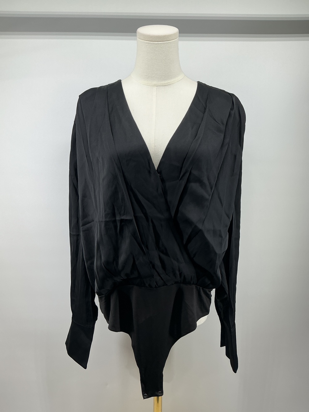 Washable Stretch Silk Surplice Bodysuit